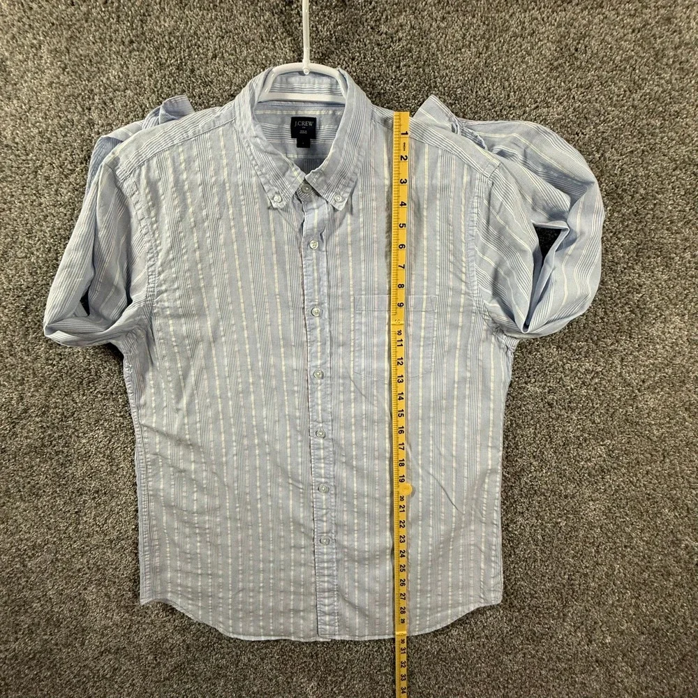 J.Crew Mens Large Blue White Striped Cotton Button Down Shirt Long Sleeve L